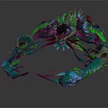 Vibrant Colorful Mythical Creature Character With Green Blue Tentacles And Pink Spikes