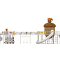 Wooden Animal Themed Playground Equipment With Slides Swings And Climbing Nets