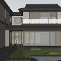 New Chinese style single-family villa rest on the top of the mountain Song style single-family villa courtyard 3d model