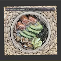 Fresh Vegetables Steamed in Bamboo Steamer on Woven Plant Fiber Mat