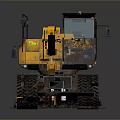 Yellow Wheeled Excavator with Large Arm and Heavy Duty Wheels for Construction Work