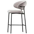 Set of Two Modern Grey Bar Stools With Upholstered Seats And Black Metal Frames