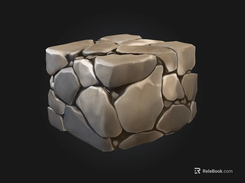 Handcrafted Natural Stone And Wood Cube Decorative Piece For Home Interior Decoration 3d model 