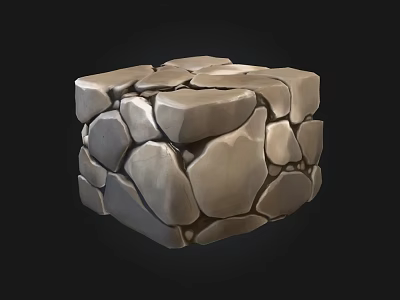 Handcrafted Natural Stone And Wood Cube Decorative Piece For Home Interior Decoration 3d model