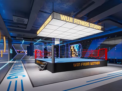 Modern Wuli Fitness Studio With Boxing Ring Vibrant Interior And Win From Within Motto 3d model