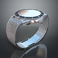 Stylish Stainless Steel Mesh Band Watch With Black Dial And Silver Case