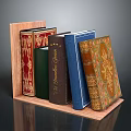 Stylish Wooden Bookshelf With Decorative Books In Colorful Covers And Patterns
