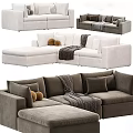Contemporary Sofa Combination with Beige Round Pillows Gray Throw Blanket and Modular Sectional Design 3d model