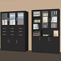 Gray Office File Cabinets With Drawers Glass Doors And Storage Shelves