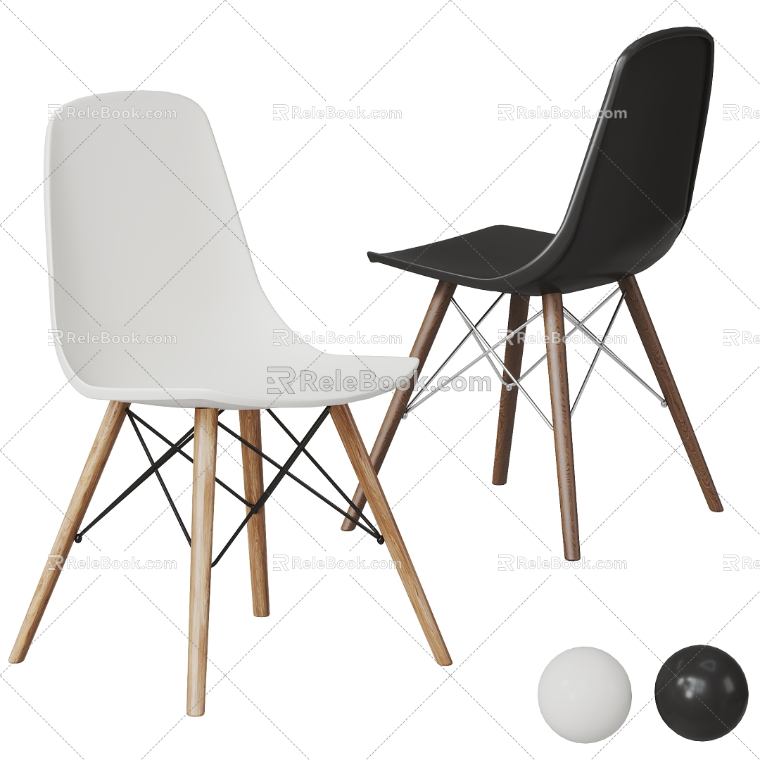 Nordic Dining Chair Combination Imus Chair 3d model