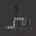 Industrial Mechanical Device With Metal Frame Support Legs And Vertical Monitoring Equipment