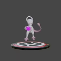 White Game Character With Long Ears Holding Purple Orb On Circular Black White Red Base