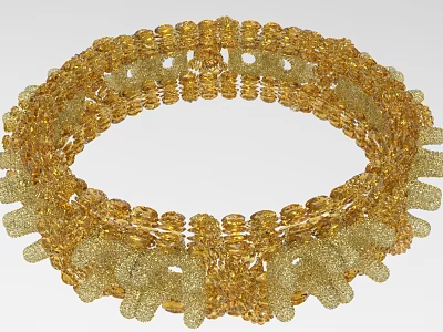 Golden Beaded Bracelet With Intricate Crystal Design And Decorative Pattern 3d model