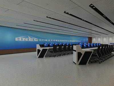 Command Control Room of Modern Monitoring Room 3d model