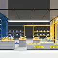 Cool Play Future City Mall Shop With Yellow Blue Display Shelves And Toy Models