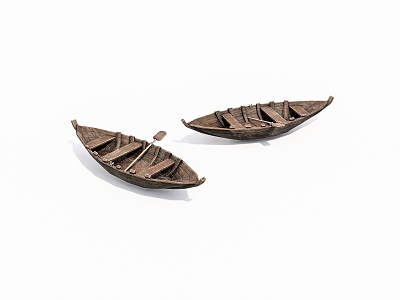 Old wooden boat. 3d model