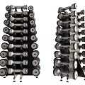 Multilevel Dumbbell Rack With Multiple Stacked Dumbbells For Sports Fitness Equipment