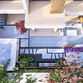 Beautiful Garden Design With Lush Greenery Stone Pathway And Outdoor Seating Area