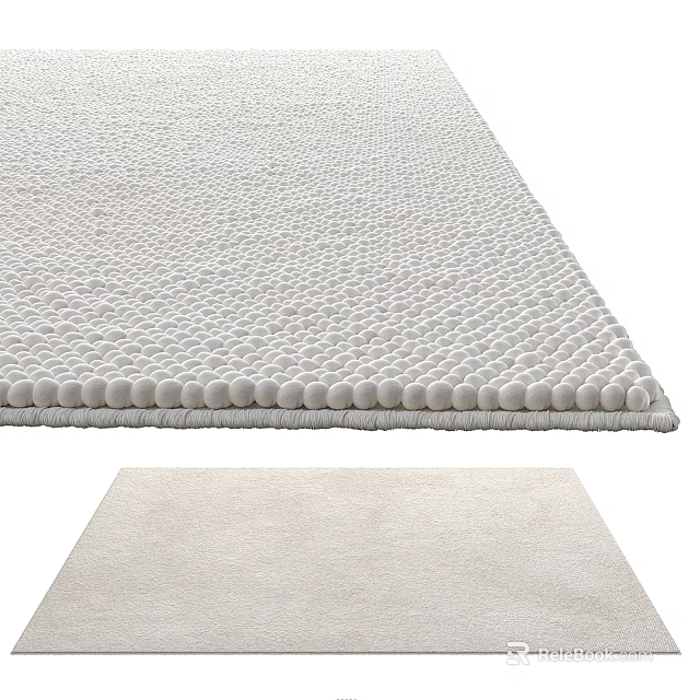 Light Beige Square Carpet with Soft Textured Design for Modern Home Decor 3d model 