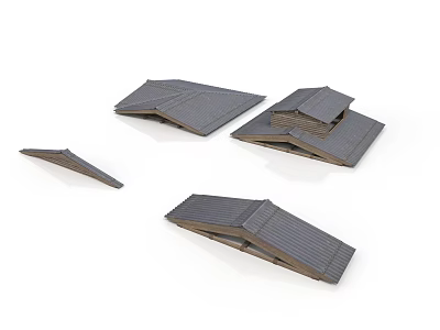 Architectural Gray Roof Models Featuring Various Shapes And Detailed Structures 3d model