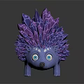 Cartoon Blue Hedgehog Character With Purple Pink Crystal Spikes And Big Eyes