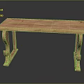 Solid Wood Bench With Rectangular Top And Sturdy Legs Classic Design 3d model