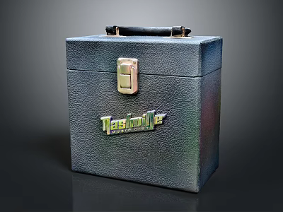 Durable Textured Leather Case with Metal Lock Handle and TeslaLife Logo 3d model