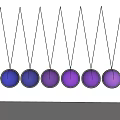 Hanging Spherical Decorative Ornaments With Blue Purple Gradient Color Arranged In Row