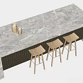 Modern Bar Chair Combination Bar Counter Water Bar Counter Middle Island Table and Chair Bar Table and Chair 3d model