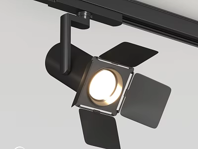 Modern Black Track Mounted Downlight Spotlight With Barn Doors And Bright Illumination 3d model