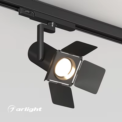 Modern Black Track Mounted Downlight Spotlight With Barn Doors And Bright Illumination 3d model