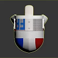 Fencing Weapon Protective Helmet Featuring Red White Blue Design And Mesh