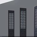 Decorative Deep Blue Swing Doors With Intricate Patterns And Elegant Design 3d model