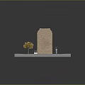 3D Model of Multi Storey Urban Brick Building with Street Lamp Tree and Bench