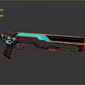 Advanced Futuristic Gun With Blue Orange Accents And Black Body Modern Design