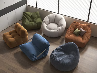 Colorful Bean Bag Chairs In Various Designs For Modern Living Space 3d model