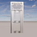 Silver Stainless Steel Security Door With Grid Pattern And Round Handle In Modern Design 3d model