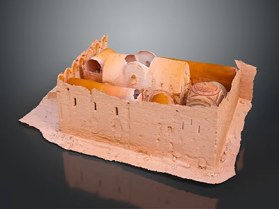 Traditional Three Dimensional Architectural Model With Arched Structures Domes And Earthy Yellow Tones 3d model