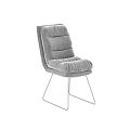 Gray Plush Single Chair With Metal Legs And Modern Tufted Backrest Design