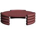 Elegant Natural Round Wooden Coffee Table With Stacked Cylindrical Legs Design