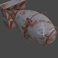 Rusted Metal Military Bomb Weapon With Vintage Design And Fins