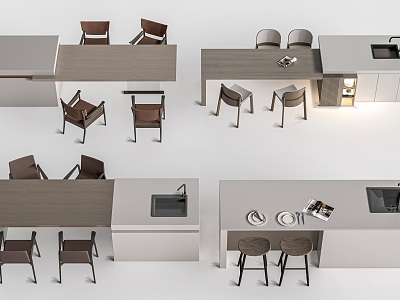 Dining bar, island table, table and chair, dining table and chair model