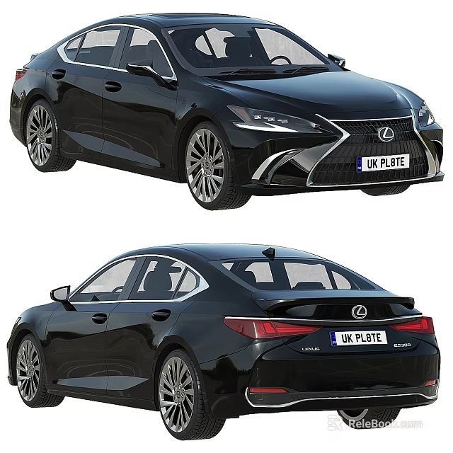Black Lexus Sedan Car Front and Rear View Exterior Design 3d model 
