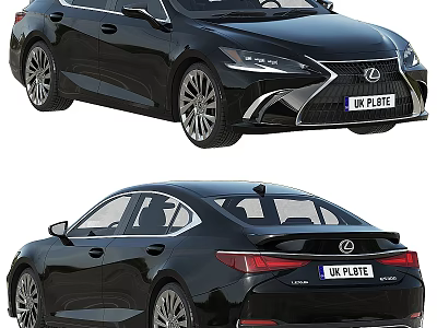 Black Lexus Sedan Car Front and Rear View Exterior Design 3d model