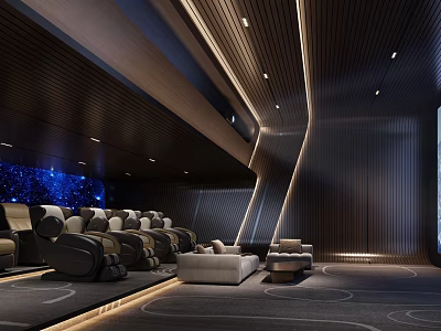 Luxury Home Theater With Comfortable Seats And Ambient Lighting 3d model