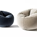 Navy Blue and Beige Velvet Round Bean Bag Chair for Modern Living Room