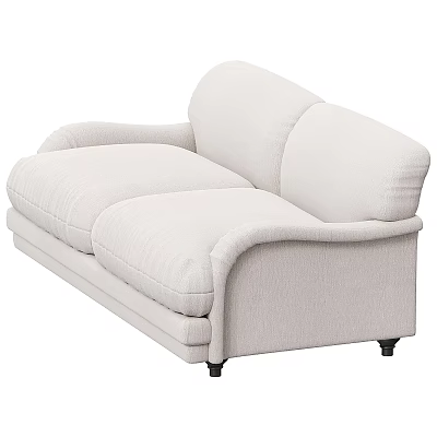 Light Colored Modern Double Sofa With Plush Cushions Rounded Armrests And Black Legs 3d model