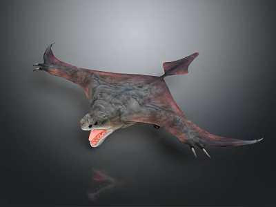 Flying Reptile like Game and Movie Character With Open Wings and Sharp Teeth 3d model