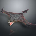 Flying Reptile like Game and Movie Character With Open Wings and Sharp Teeth