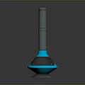 Modern Outdoor Heater Structure With Blue Conical Base And Gray Chimney